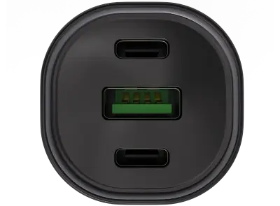 Cargador para encendedor de coche de 3 puertos (2× USB-C + 1× USB-A)
